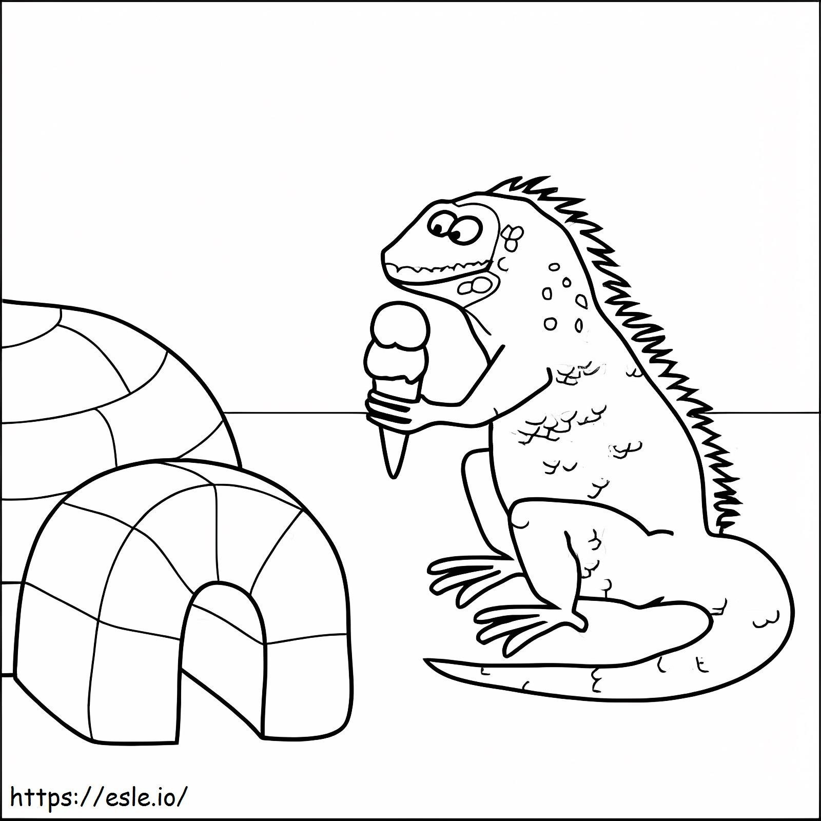 Iguana e iglu para colorir