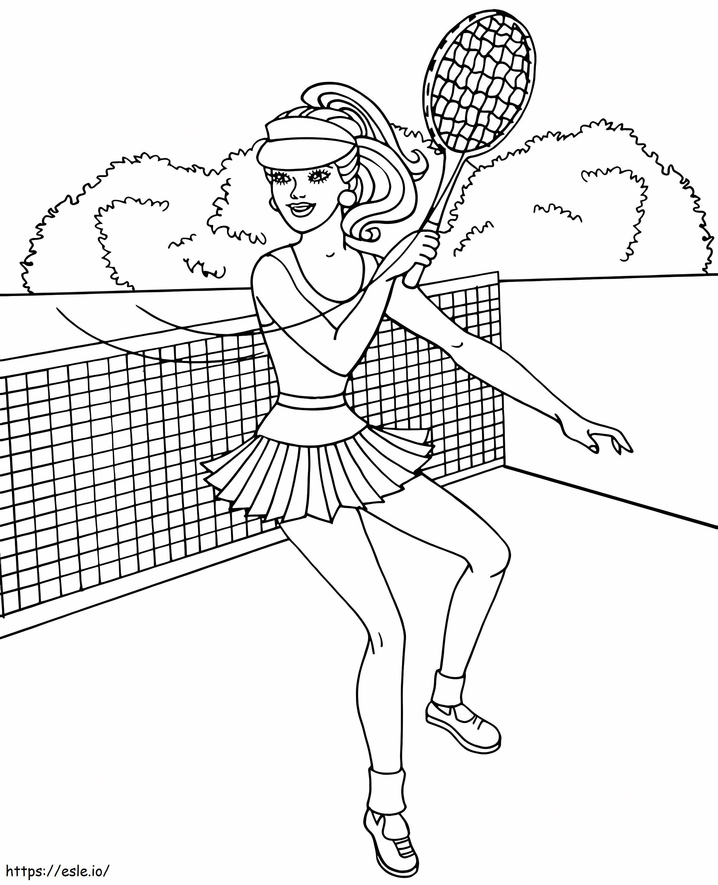 テニスをする美しい女の子 ぬりえ - 塗り絵