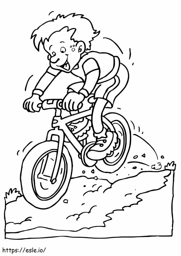Coloriage Cyclisme, Garçon Drôle à imprimer dessin