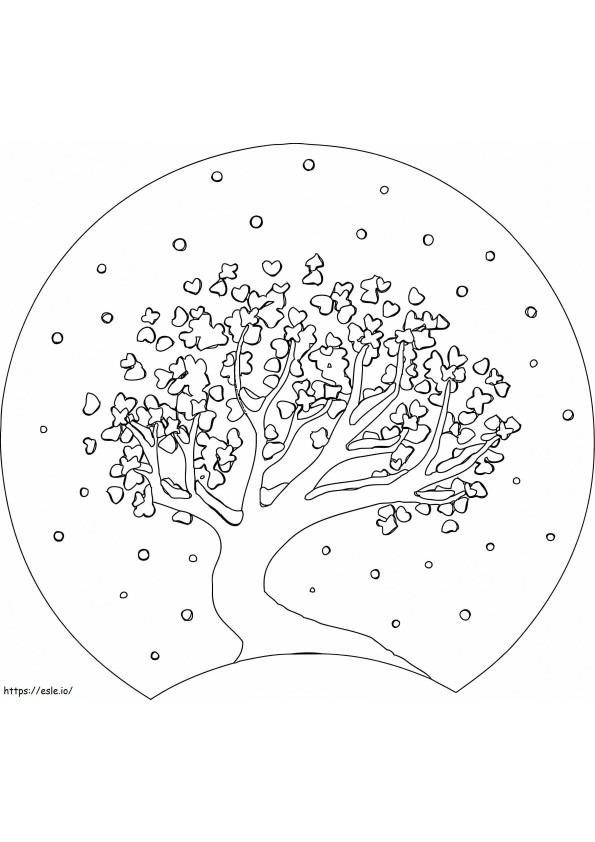 Winter Tree In Snow Globe coloring page