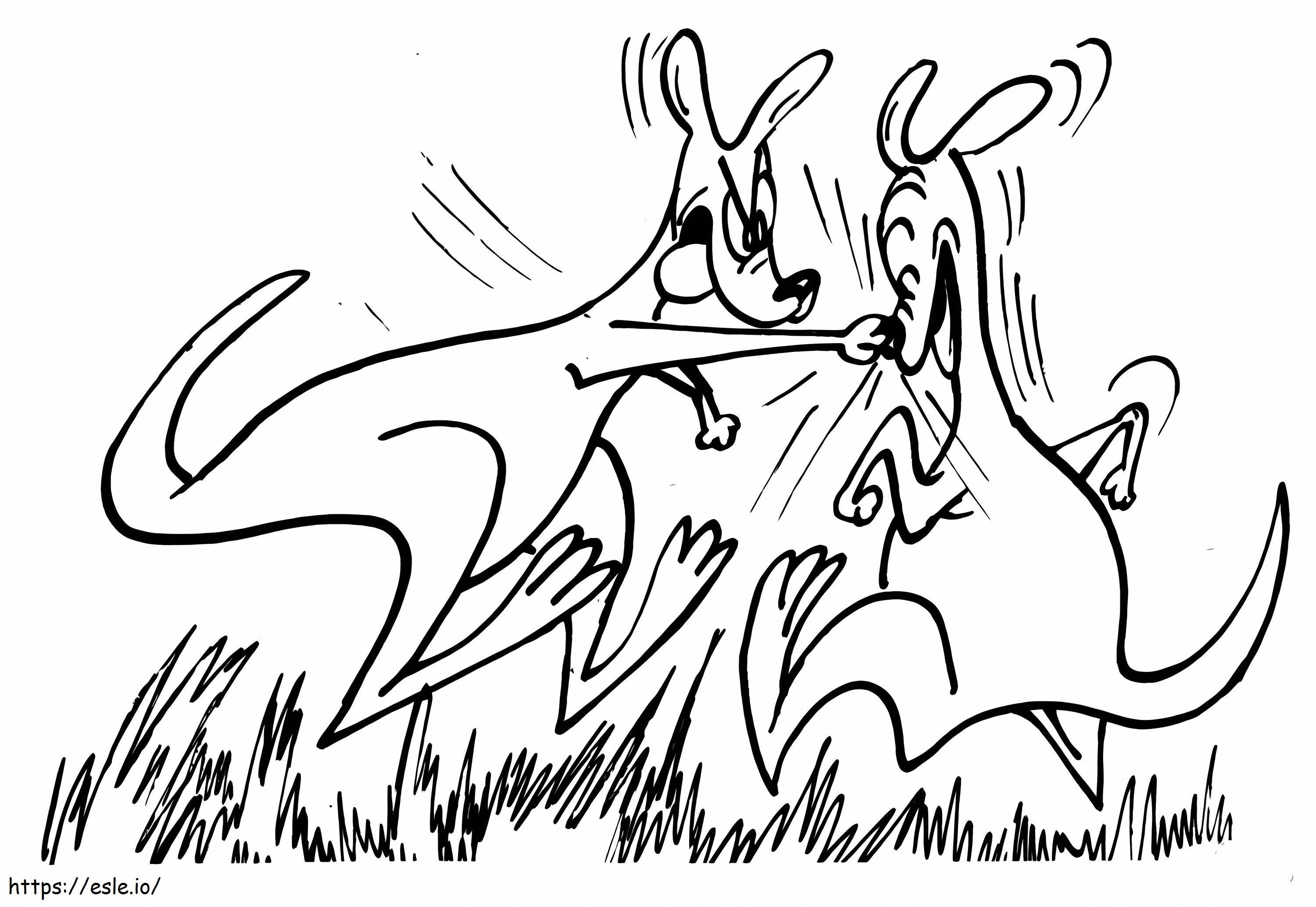Coloriage Combat de deux kangourous à imprimer dessin