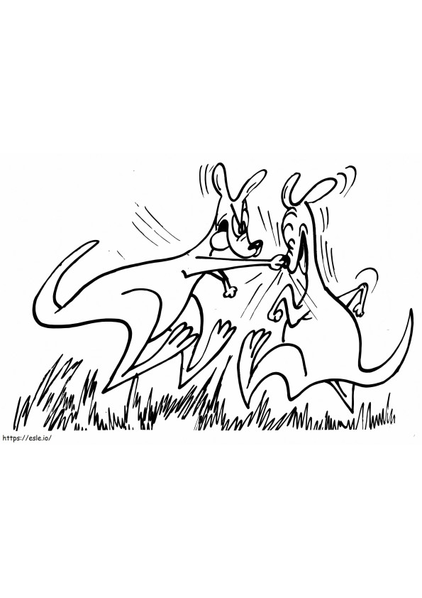 Two Kangaroos Fighting coloring page