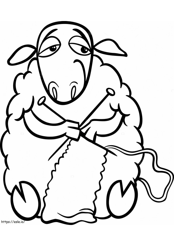 Coloriage Tricoter des moutons à imprimer dessin