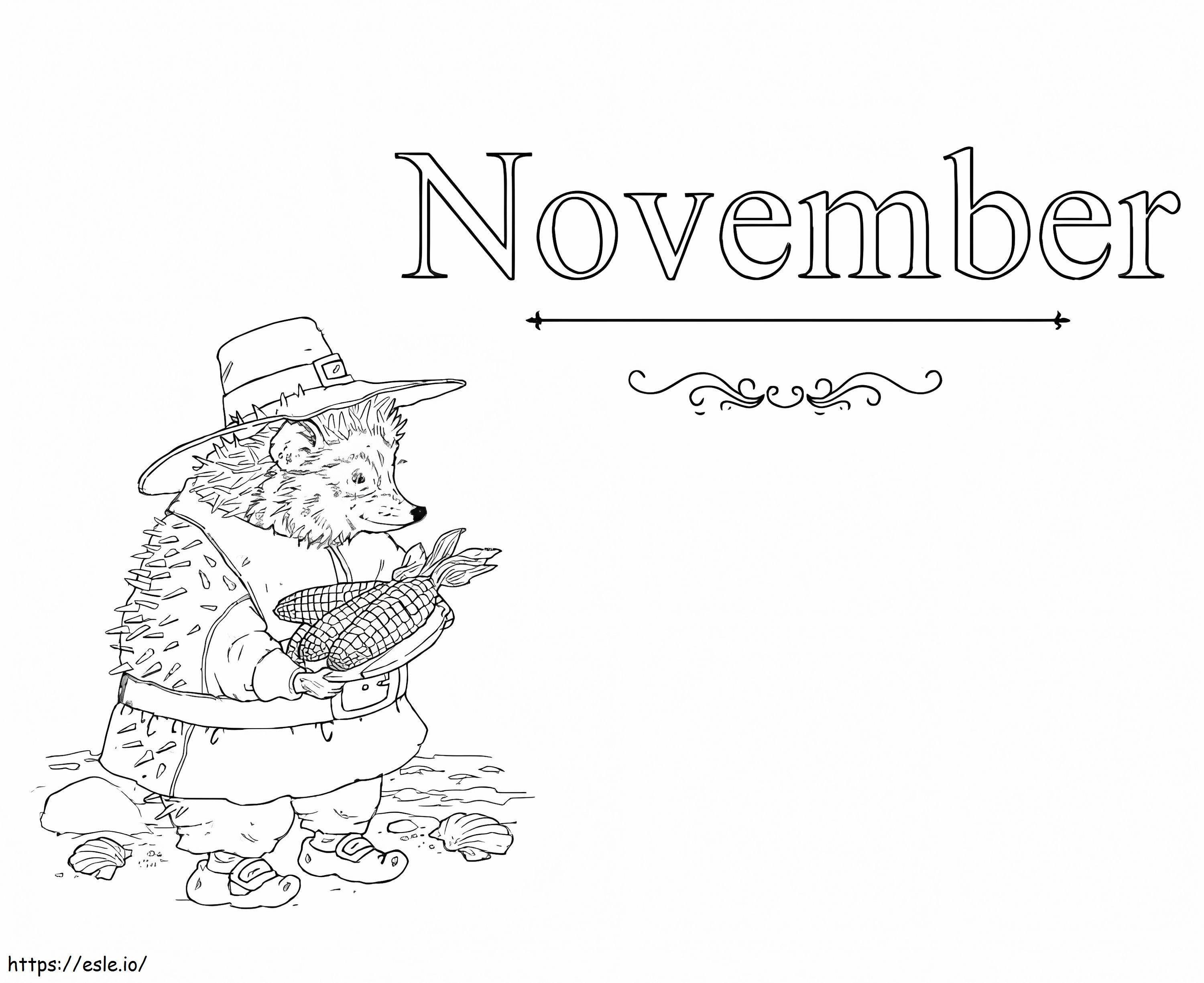 Egel Met November kleurplaat kleurplaat