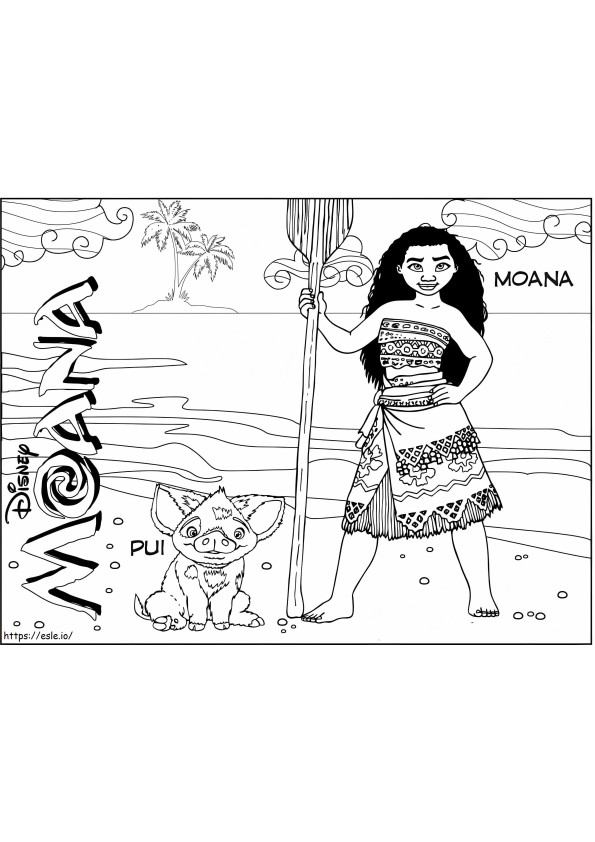 Pua Pig And Moana coloring page