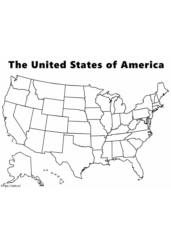 Kartta Amerikan yhdysvalloista värityskuva