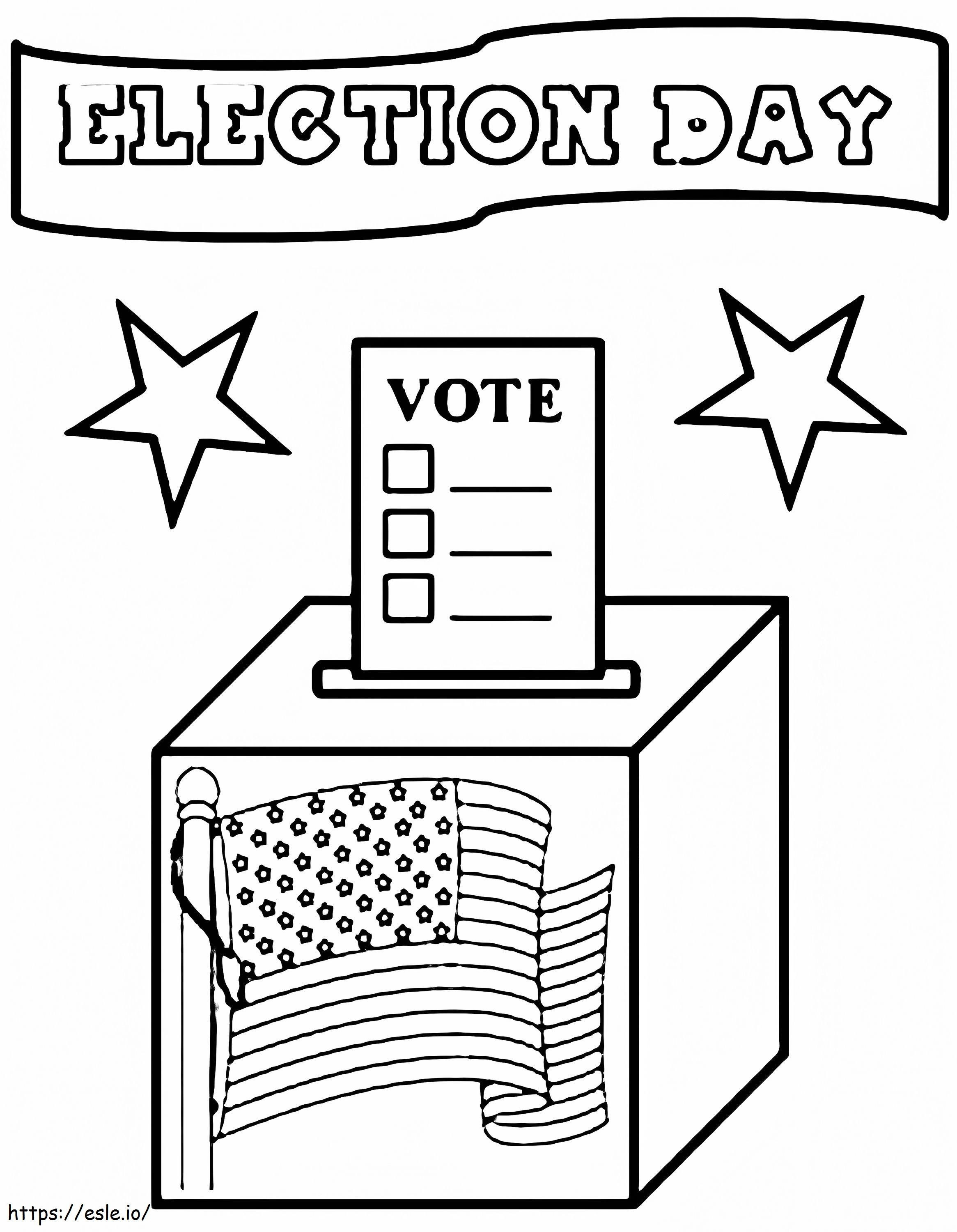 Äänestyslaatikon vaalipäivä värityskuva