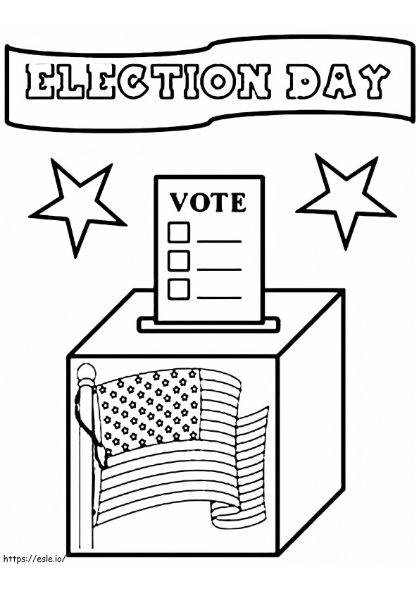 Äänestyslaatikon vaalipäivä värityskuva