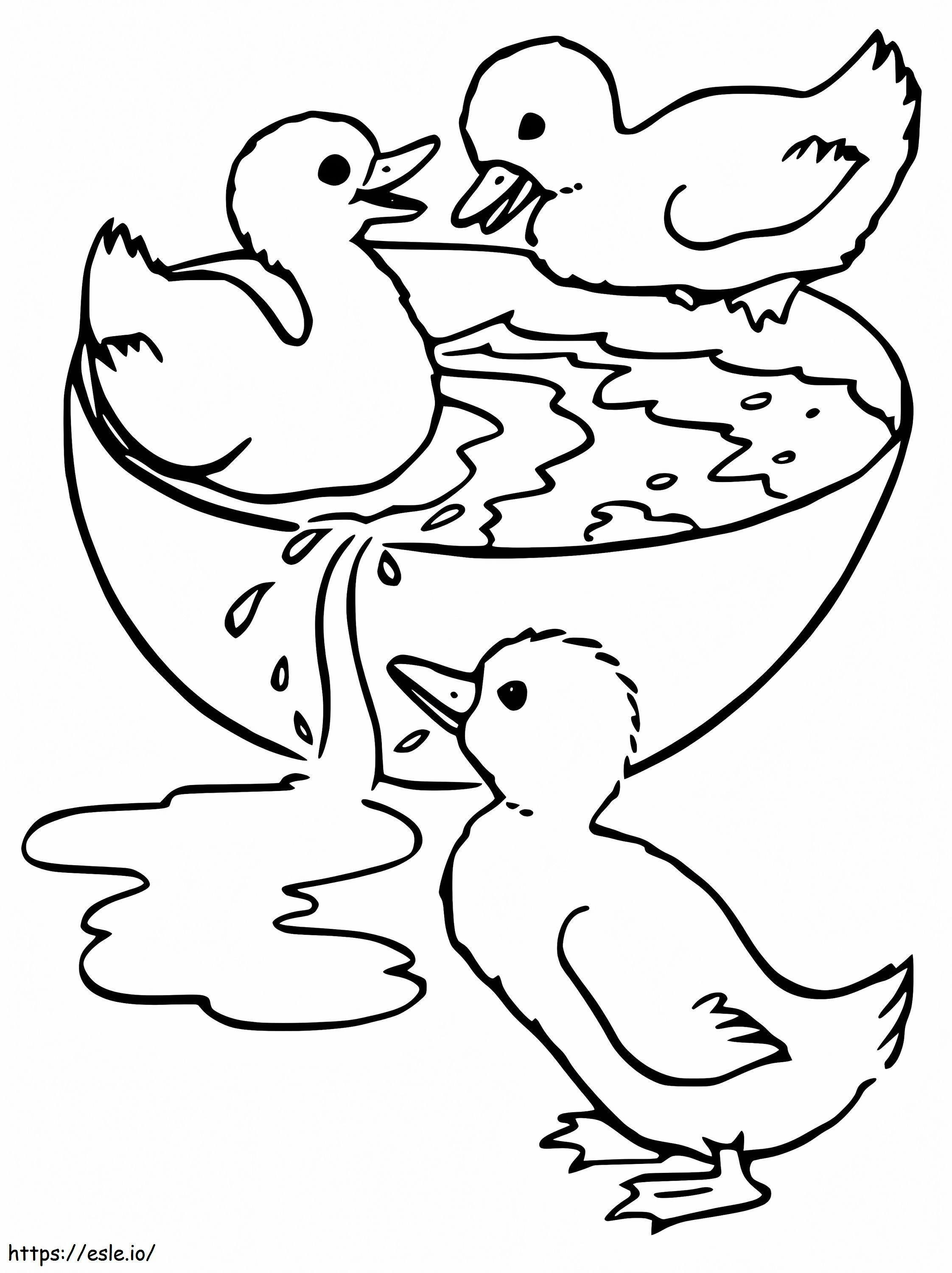 Three Ducklings coloring page