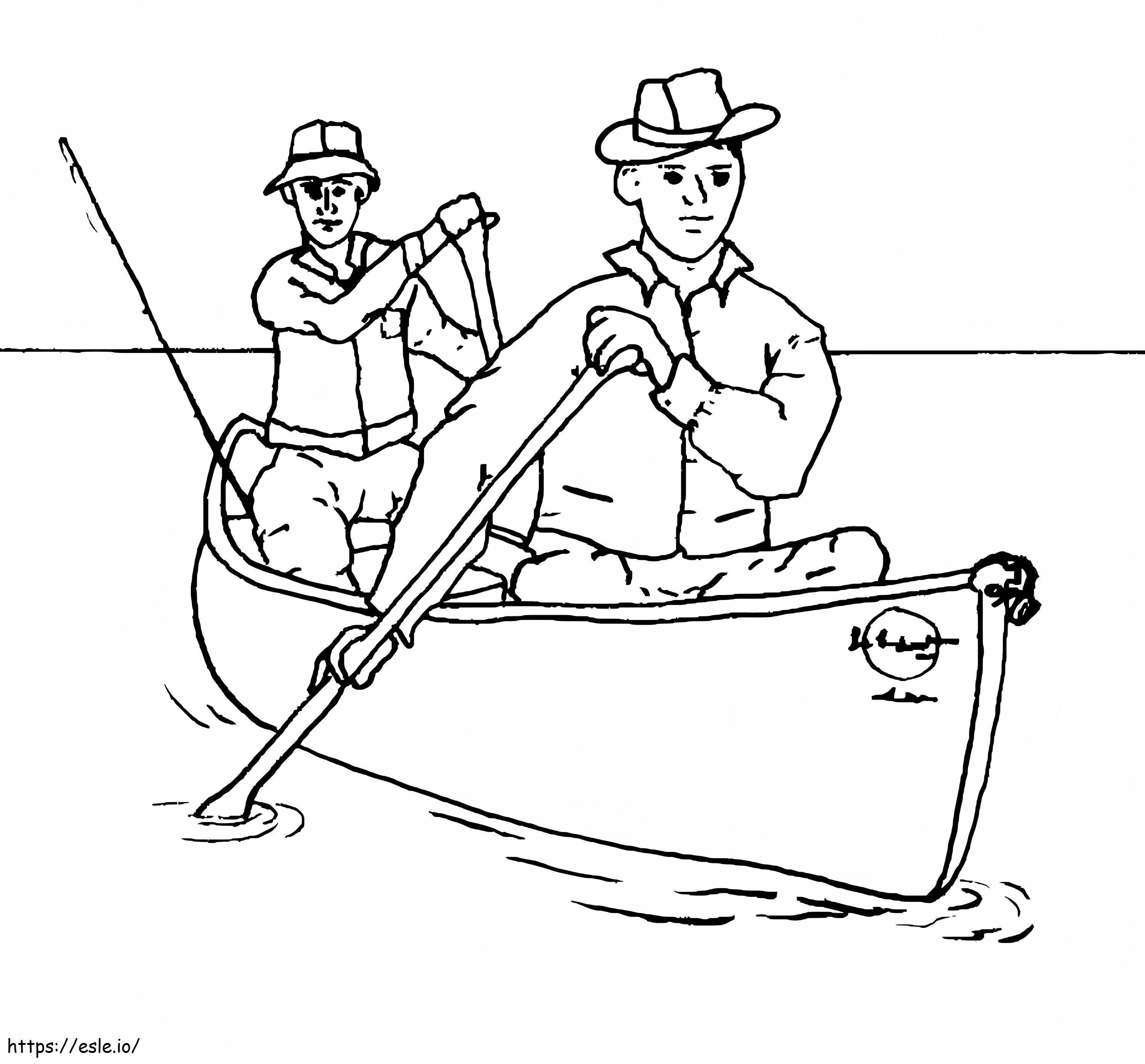ボートを漕ぐ二人の男 ぬりえ - 塗り絵