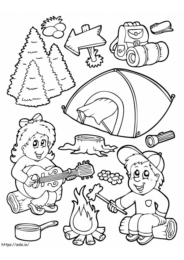 Kids Go Camping coloring page