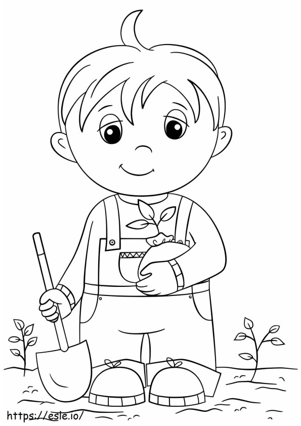 1526992643_Słodki mały chłopiec trzymający sadzonkę kolorowanka
