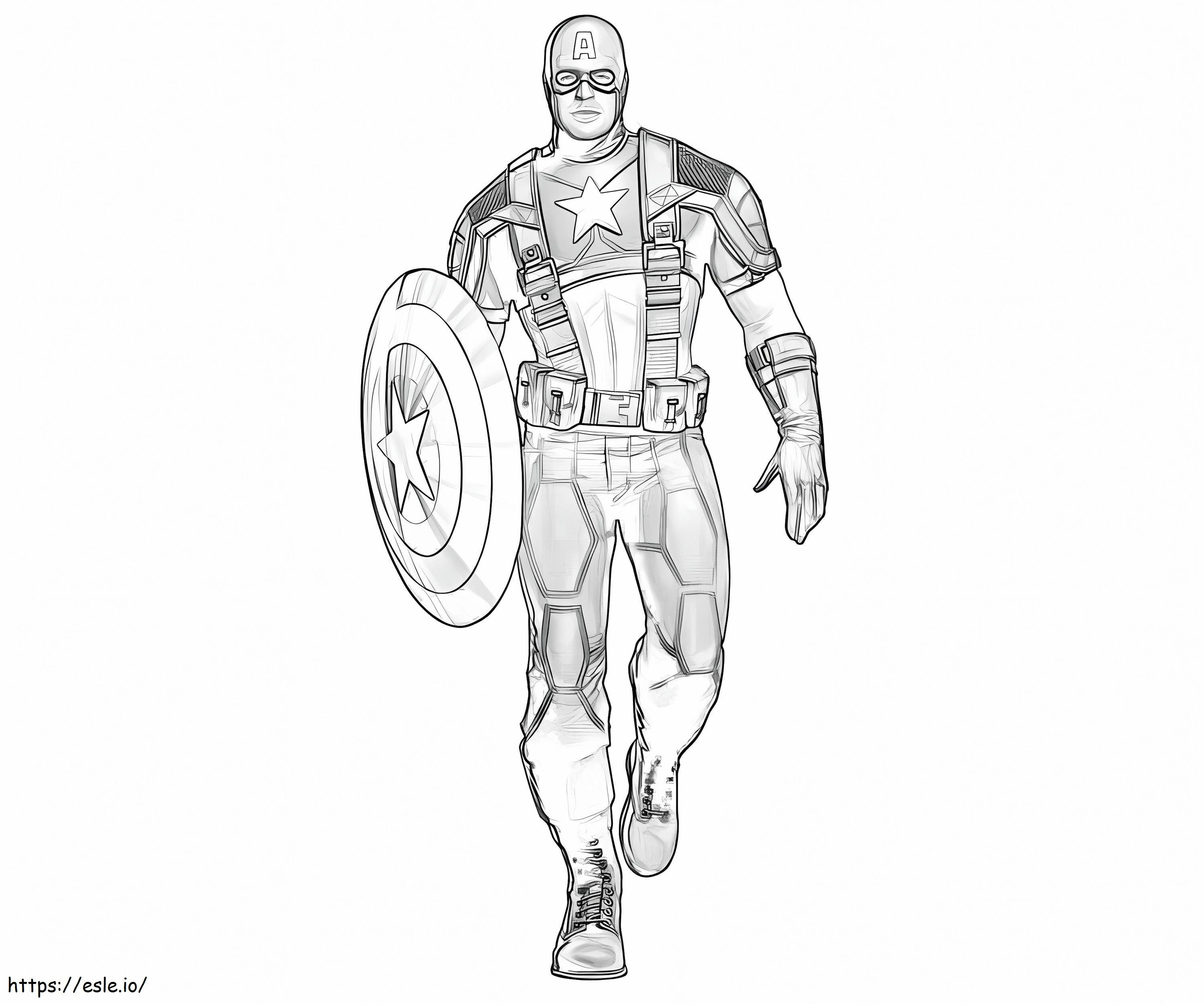 Teken Captain America lopend kleurplaat kleurplaat