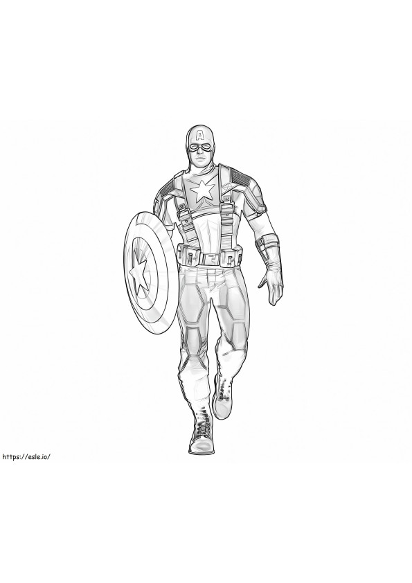 Teken Captain America lopend kleurplaat