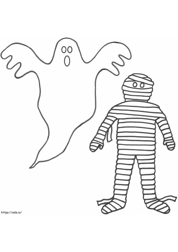 Ghost And Mummy coloring page