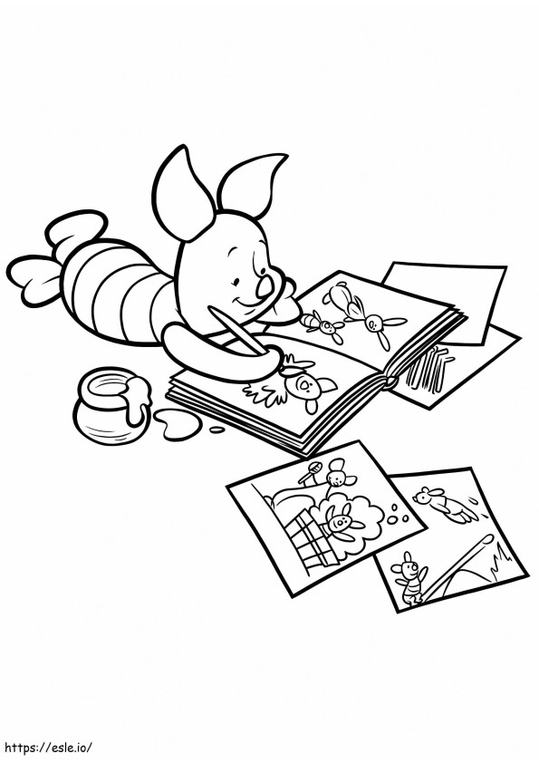 1535362606Piglet Painting A4 coloring page