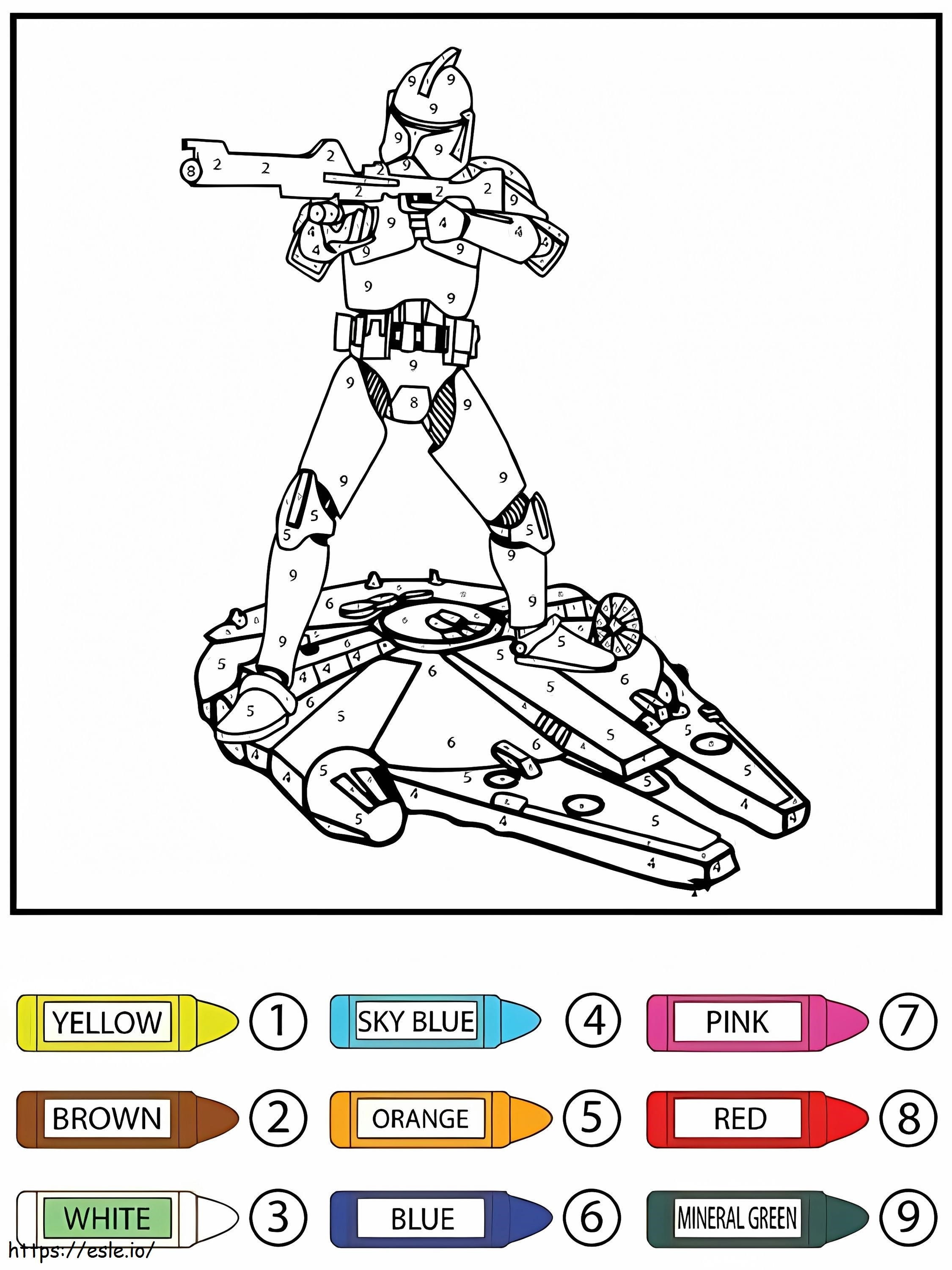 Coloriage Couleur par numéro de Star Wars Stormtrooper à imprimer dessin
