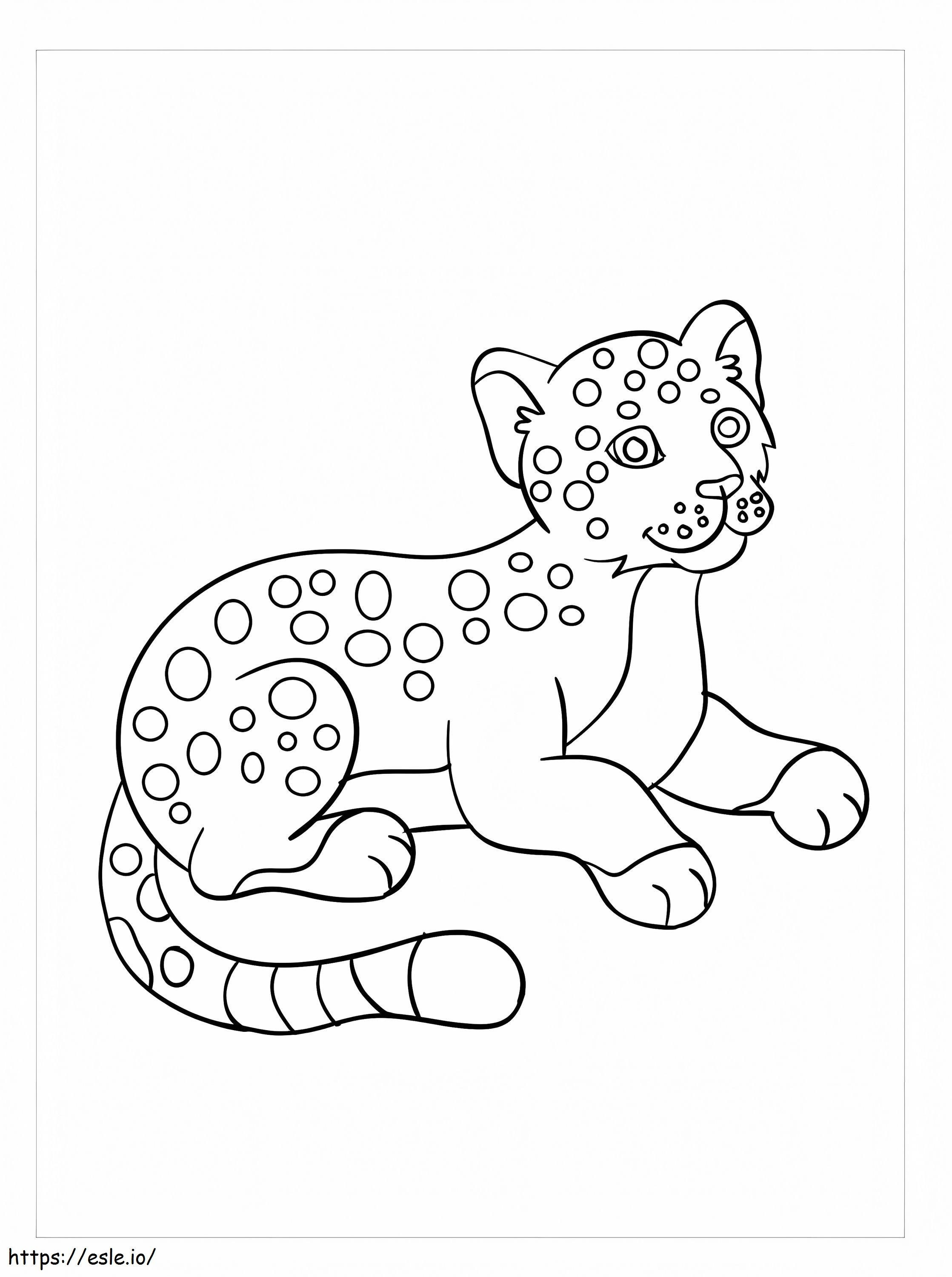 Coloriage Petite Jaguar Couchée à imprimer dessin