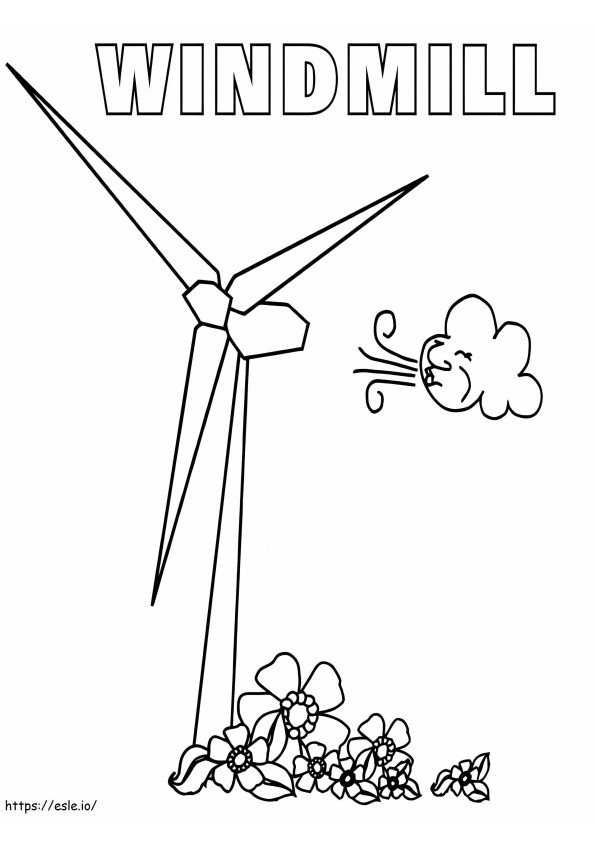 Druckbare Windmühle ausmalbilder