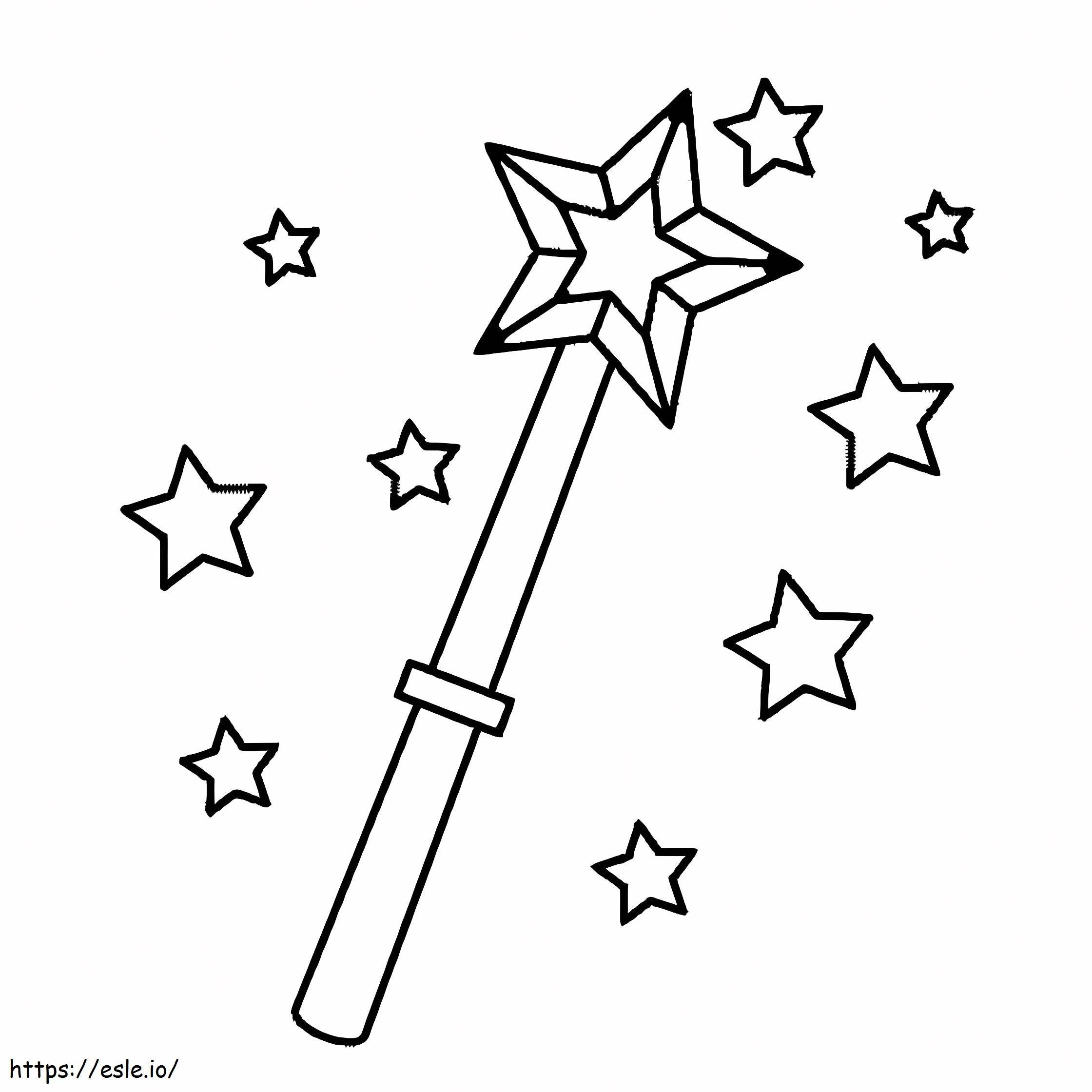 魔法の杖と星 ぬりえ - 塗り絵