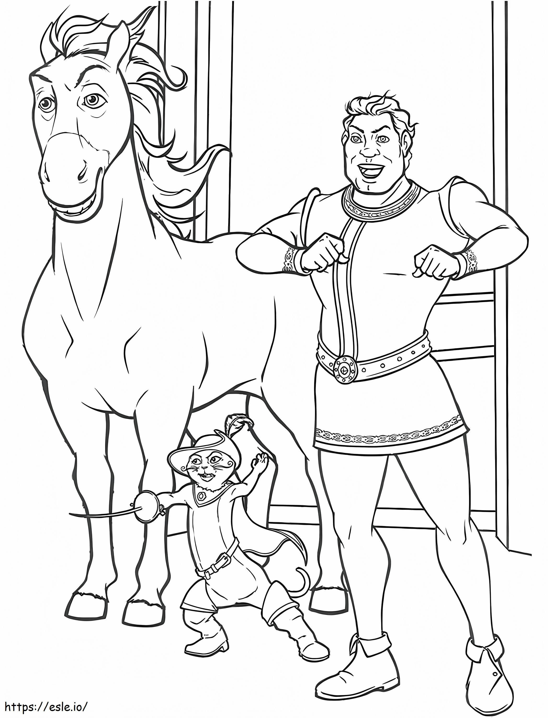 1569244334 Donkey Puss N Shrek A4 coloring page