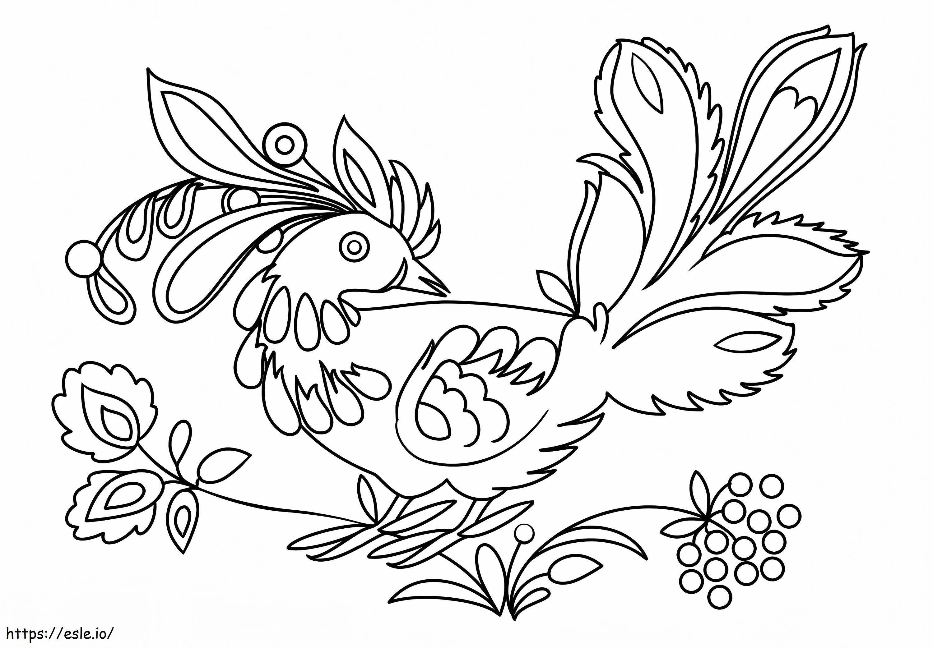 Coloriage Oiseau de Petrykivka à imprimer dessin