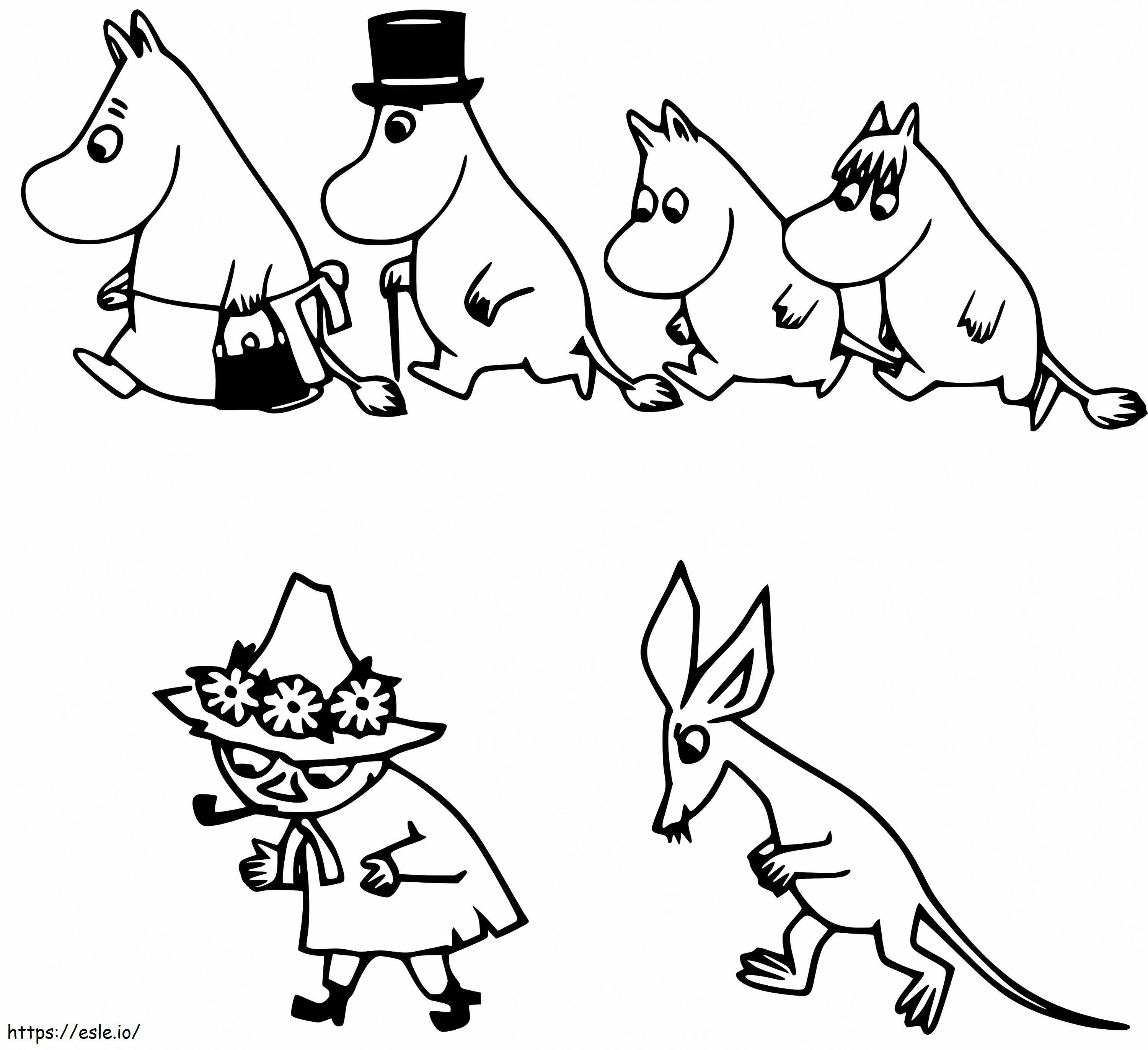 Coloriage Personnages Moomin à imprimer dessin