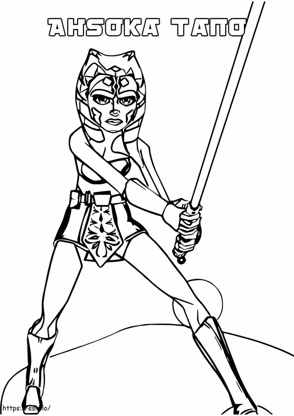 Ahsoka With Lightsaber coloring page