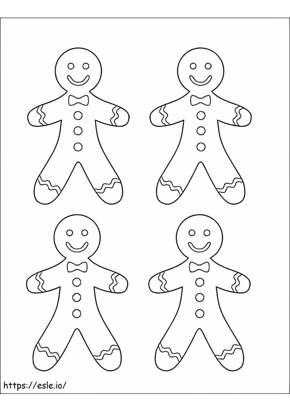 Four Gingerbread Girl coloring page