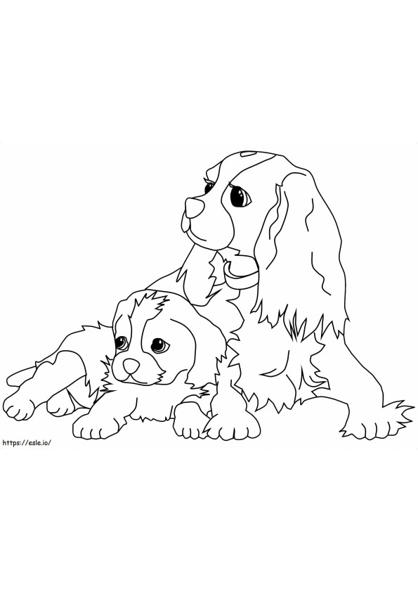Mama Câine și Cățeluș de colorat