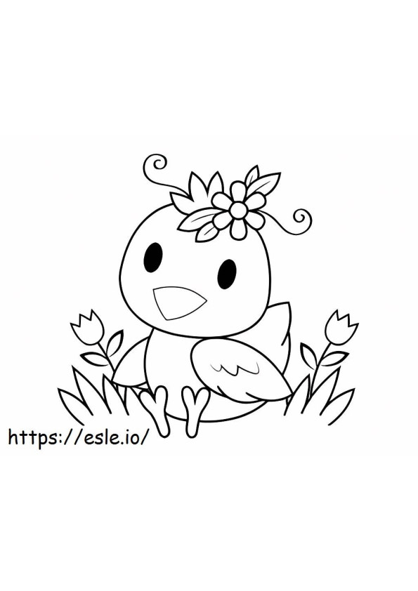 Drawing Of Chick And Flower coloring page