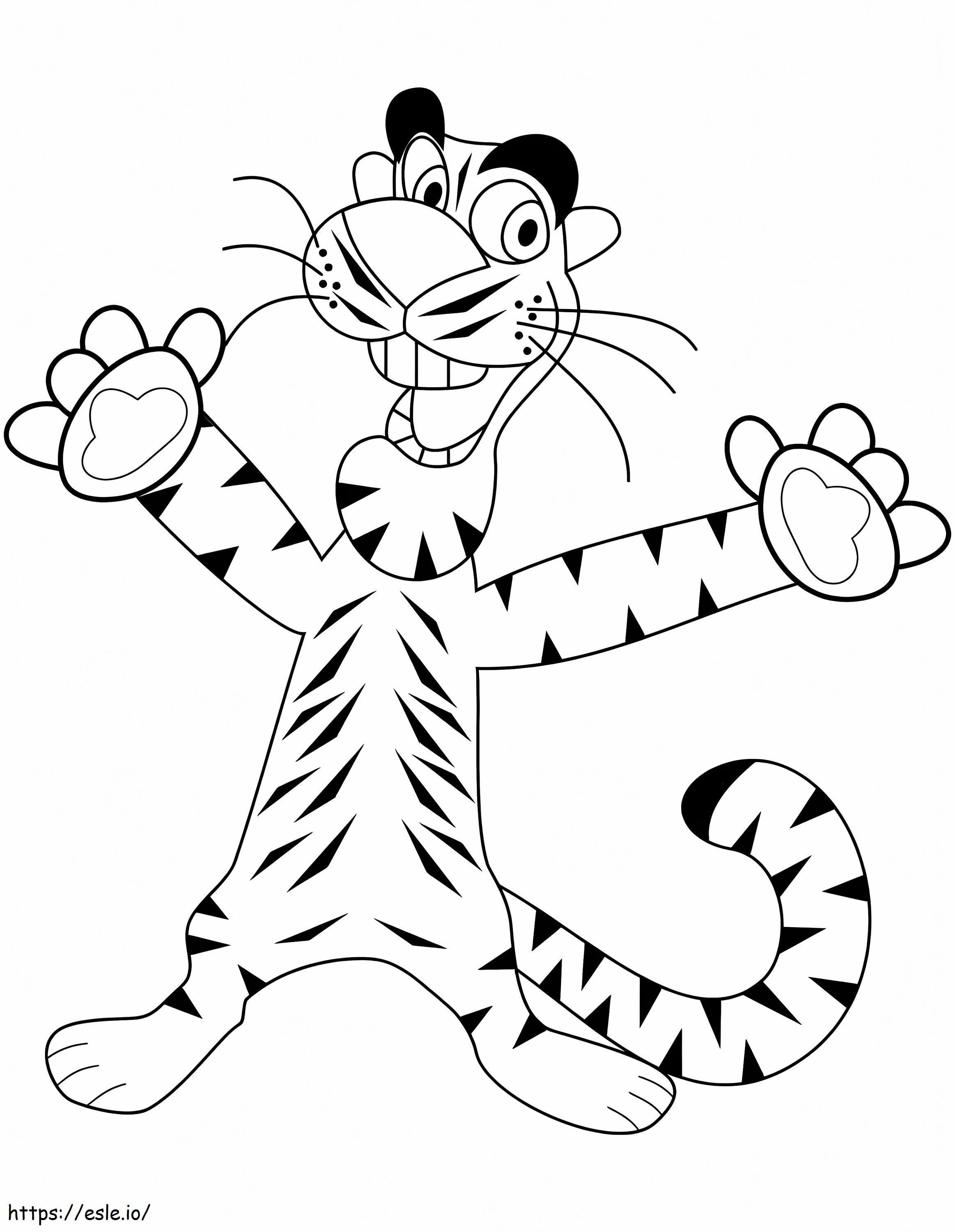 Tigru fericit din desene animate de colorat