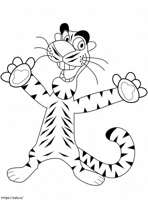 Tigru fericit din desene animate de colorat