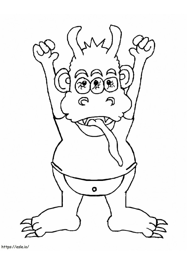 Happy Three Eyed Monster coloring page