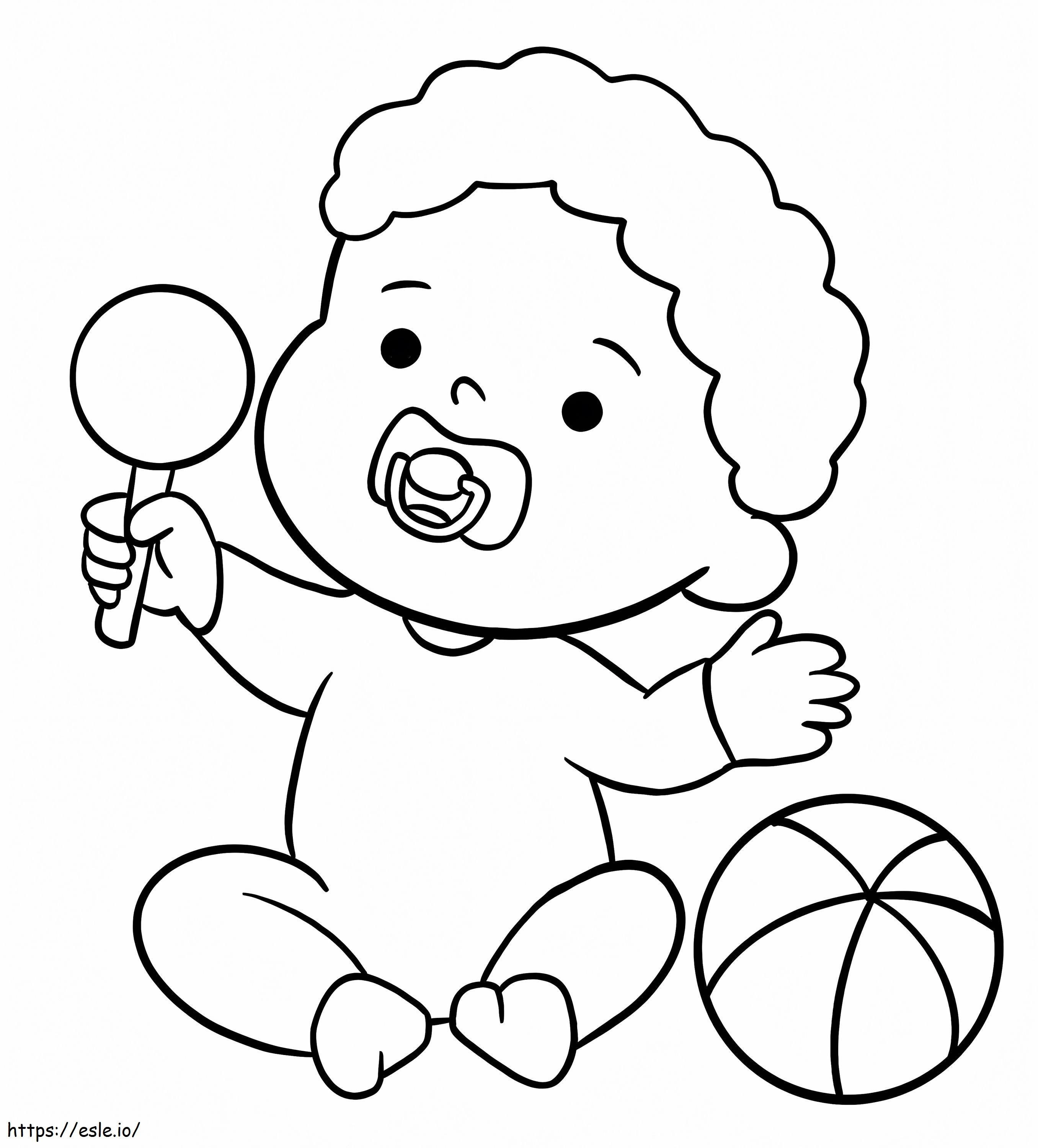 Baby Boy And Toys coloring page