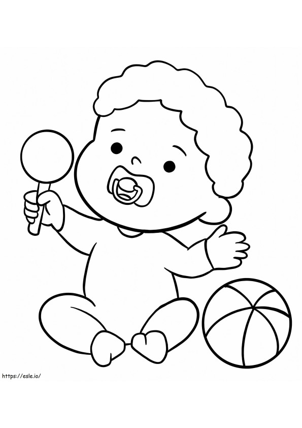 Coloriage Bébé garçon et jouets à imprimer dessin