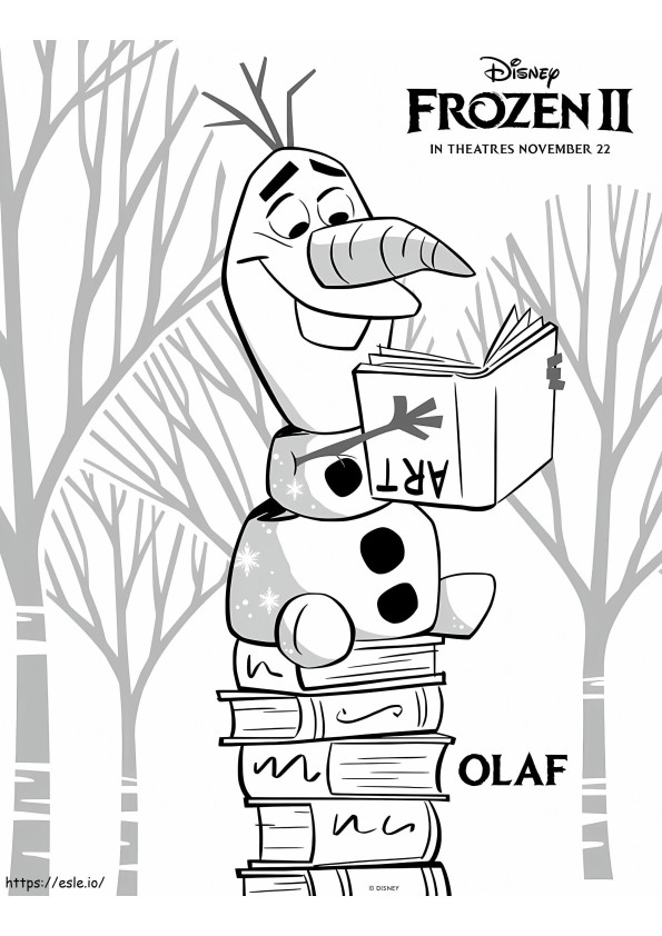 Coloriage Livre de lecture d'Olaf à imprimer dessin