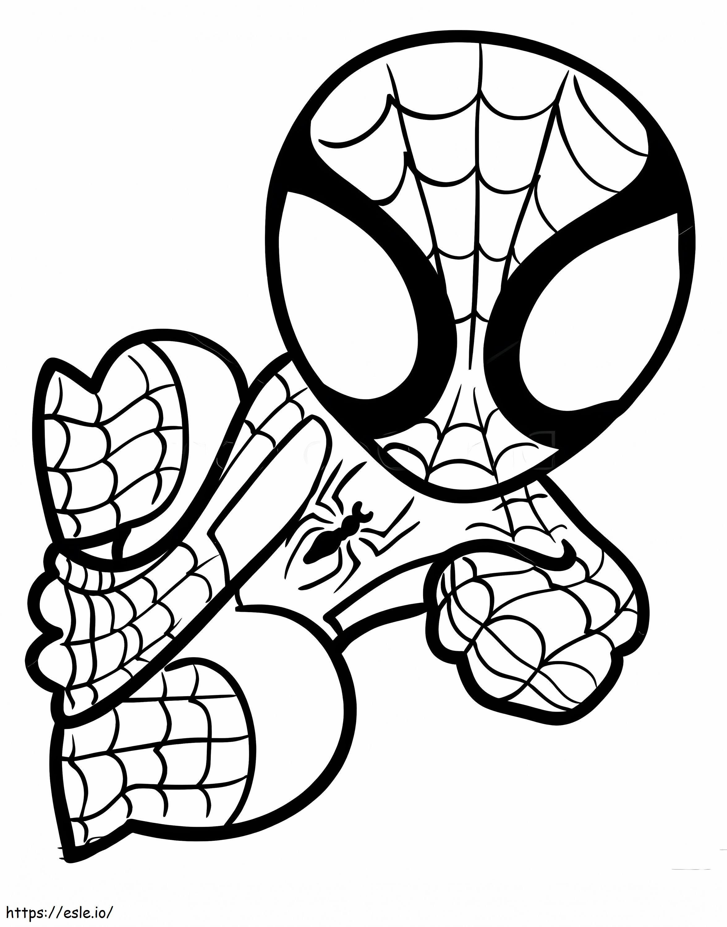 Chibi Spiderman Di Dinding Gambar Mewarnai