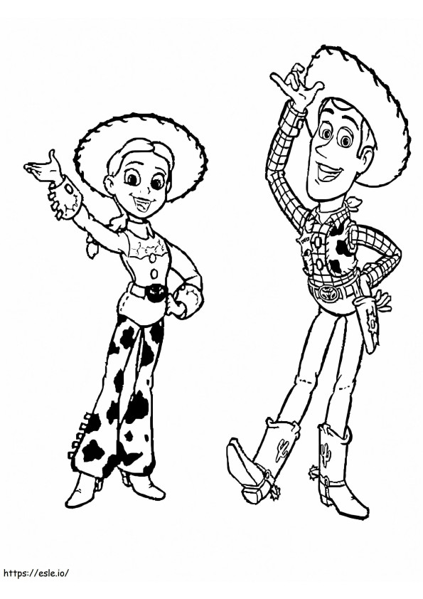Woody e Jessie para colorir
