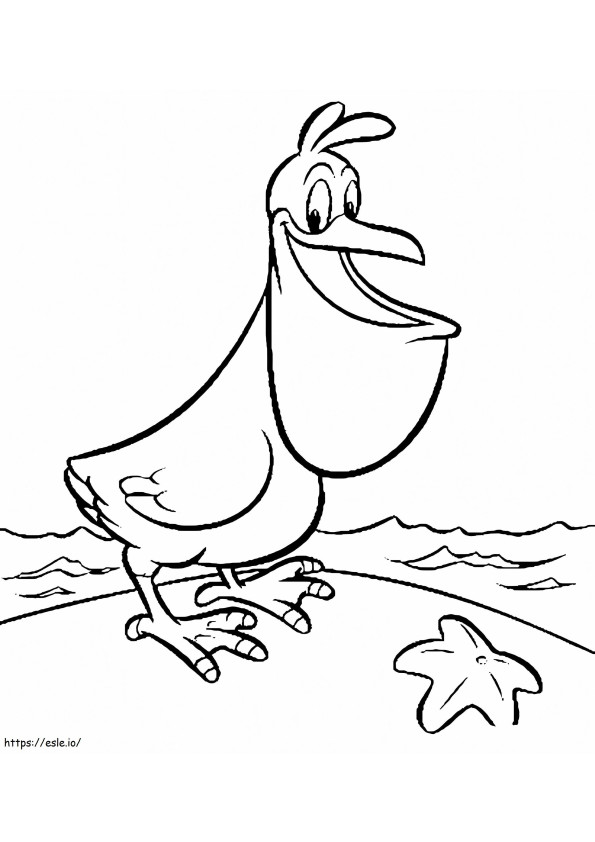 Pelican And Starfish coloring page