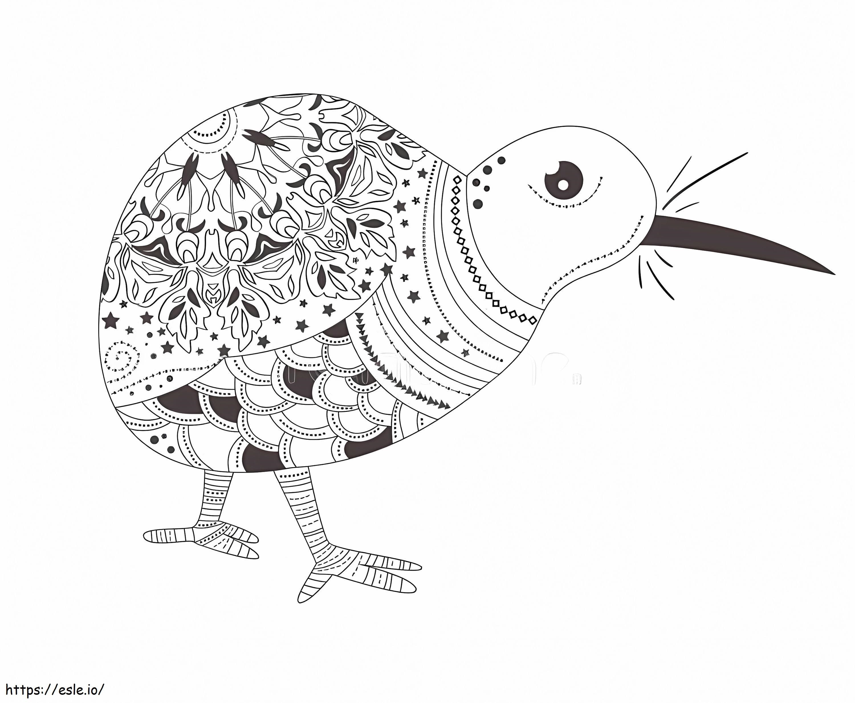 Coloriage Oiseau Kiwi adulte à imprimer dessin
