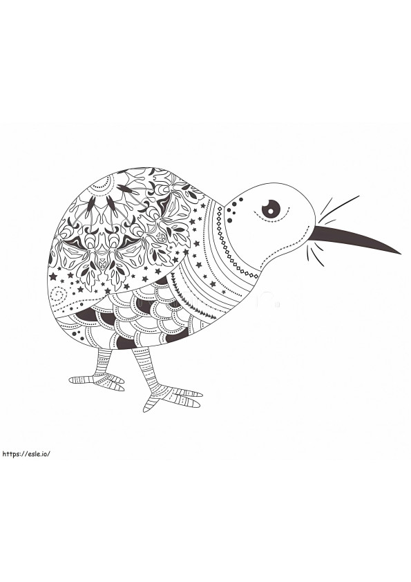 Coloriage Oiseau Kiwi adulte à imprimer dessin
