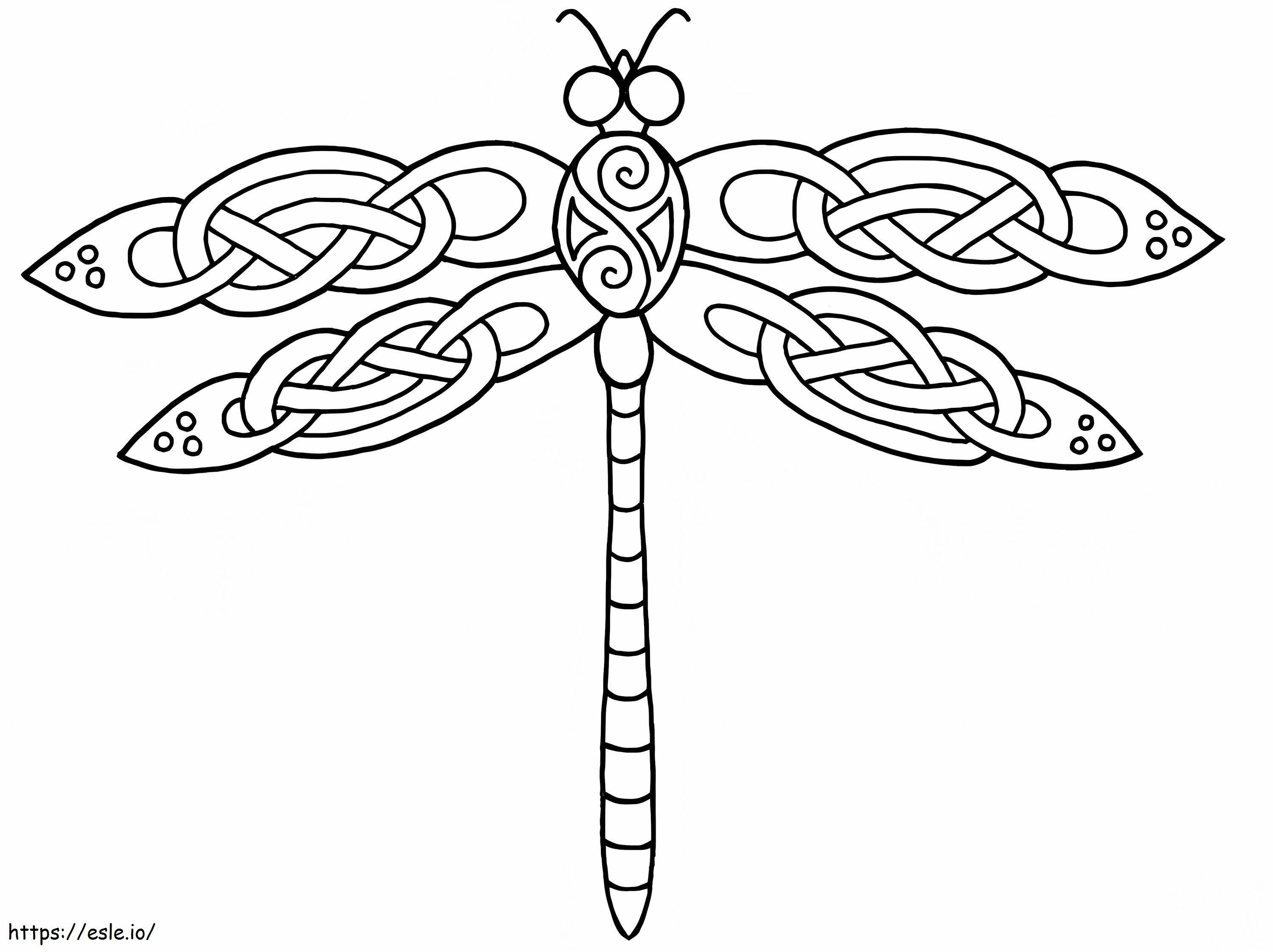 Diseño de libélula celta para colorear
