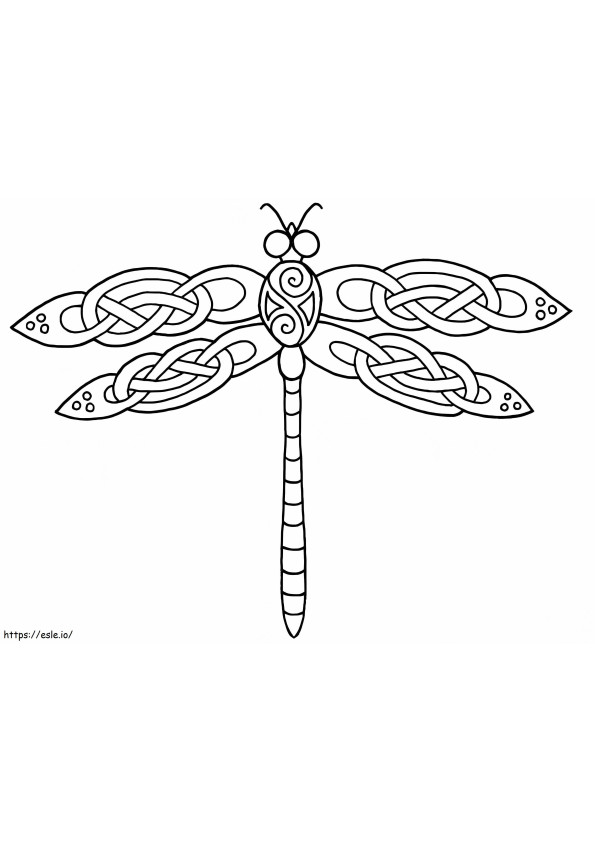 Design de libélula celta para colorir