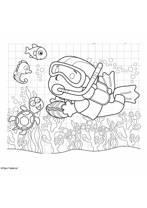 Coloriage Petit plongeur à imprimer dessin