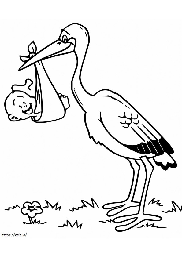 Cute Stork With Baby coloring page