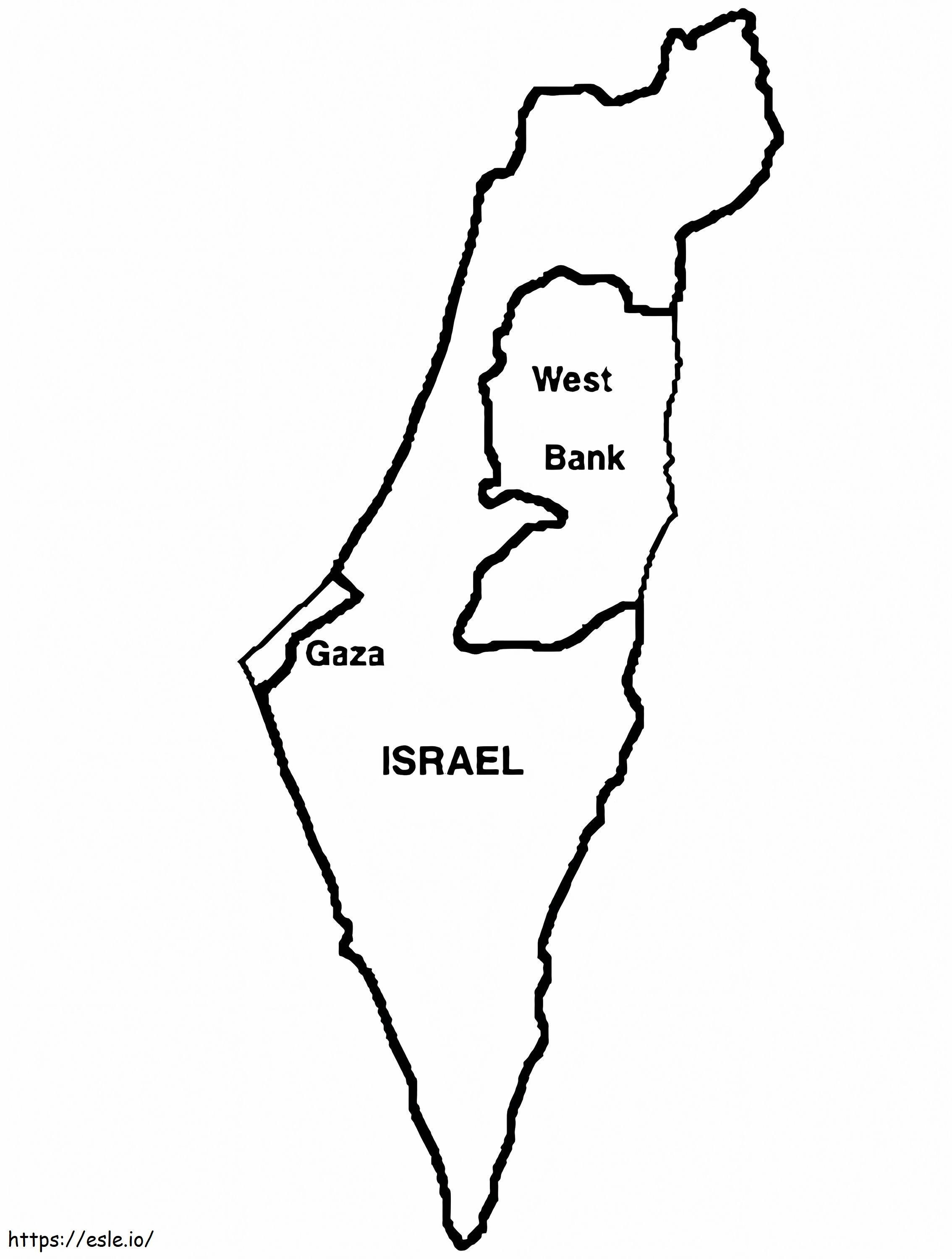 Coloriage Carte d'Israël à imprimer dessin