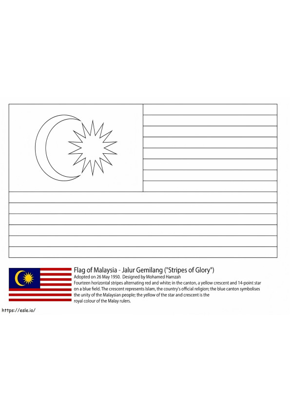 Flaga Malezji kolorowanka