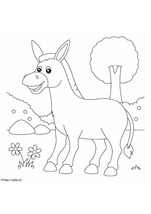 Donkey In The Meadow coloring page
