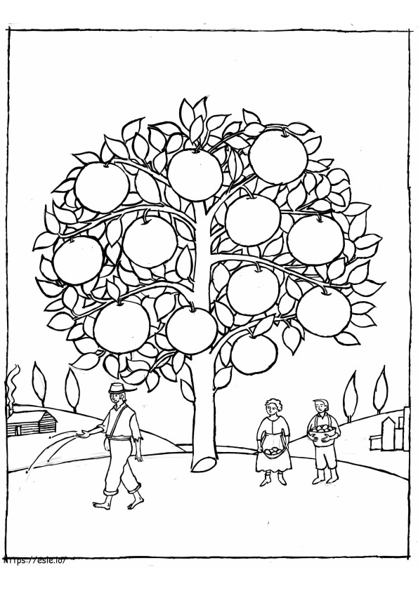 Johnny Appleseed dan Pohon Apel Gambar Mewarnai
